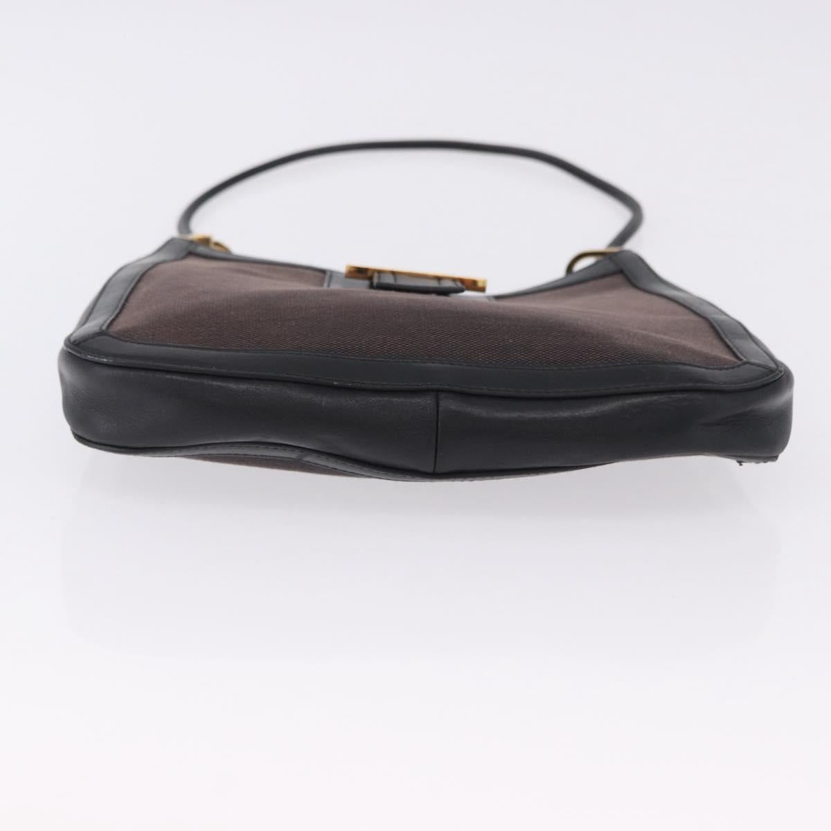 GUCCI Shoulder Bag Canvas Black Gold Tone 001 4142 Auth 194219