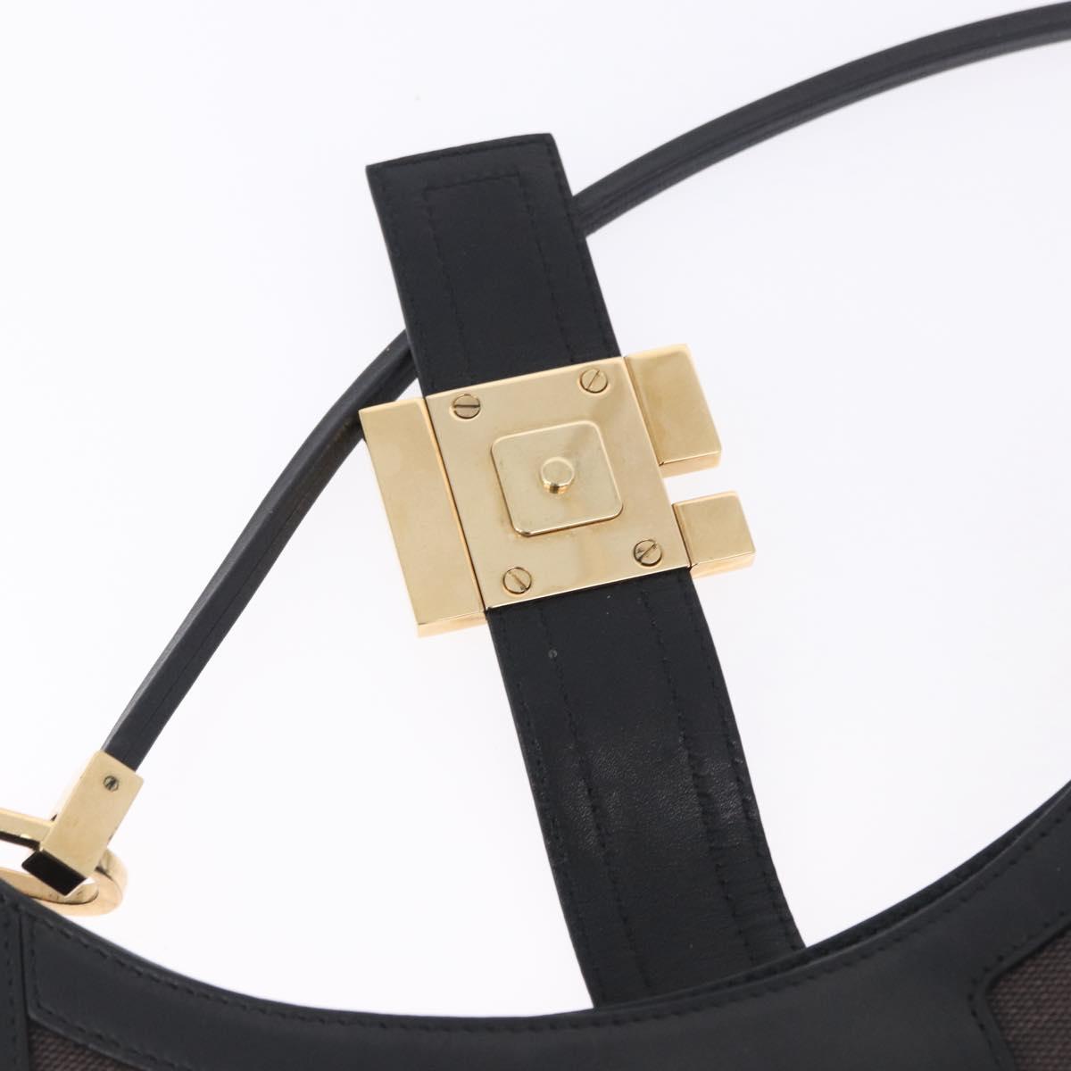 GUCCI Shoulder Bag Canvas Black Gold Tone 001 4142 Auth 194219