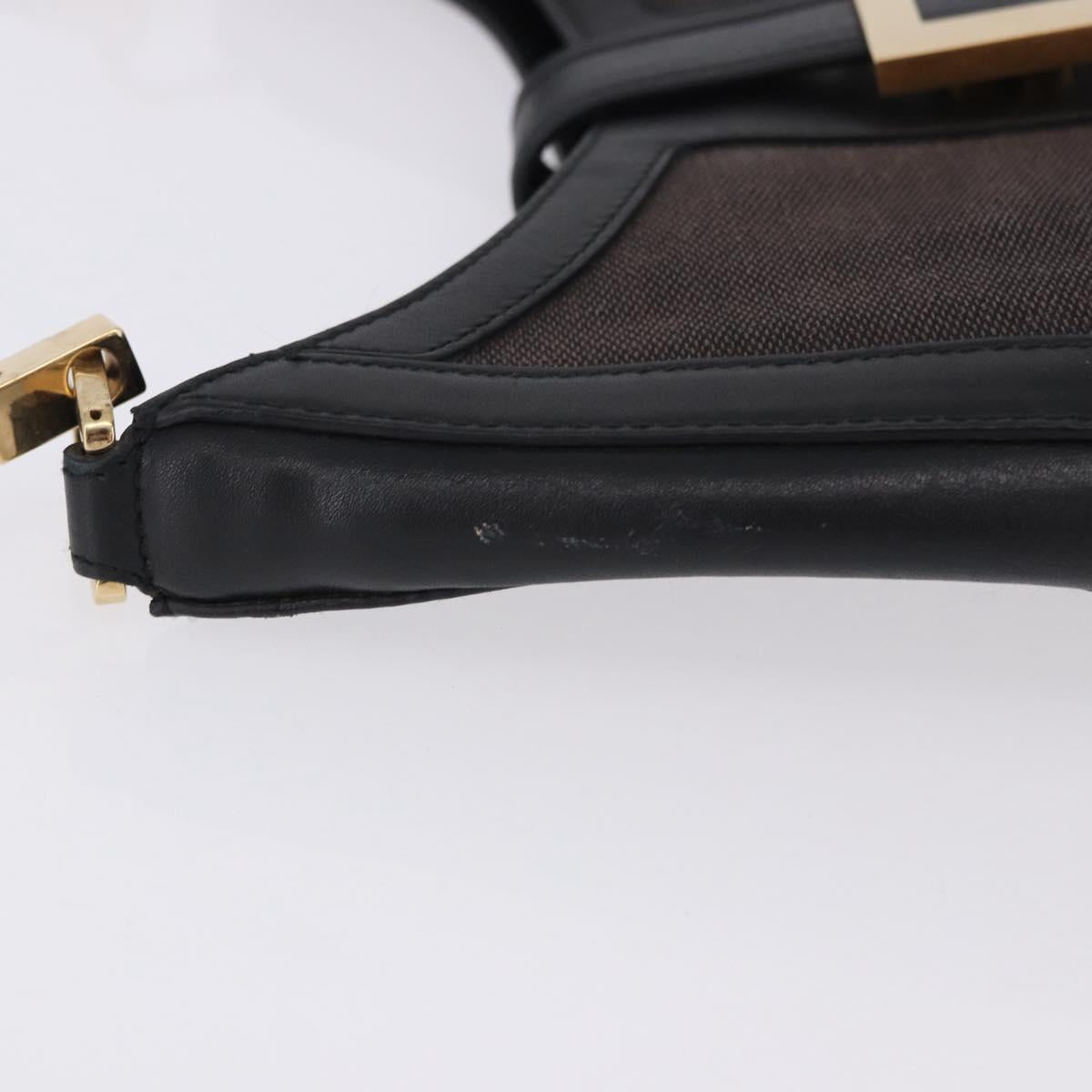 GUCCI Shoulder Bag Canvas Black Gold Tone 001 4142 Auth 194219
