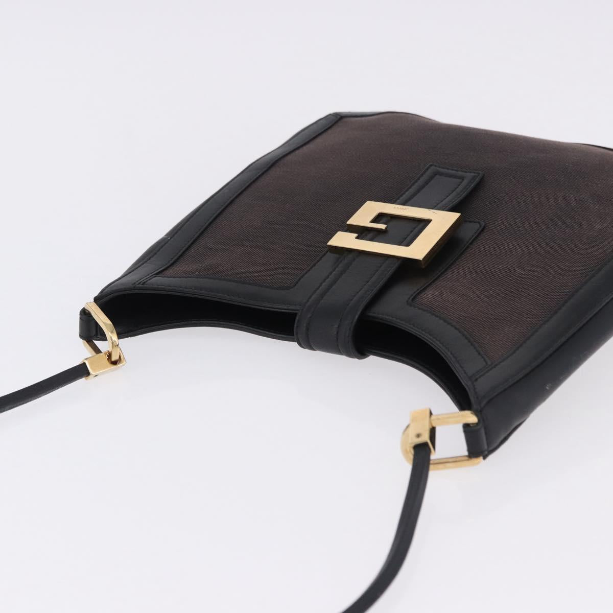 GUCCI Shoulder Bag Canvas Black Gold Tone 001 4142 Auth 194219