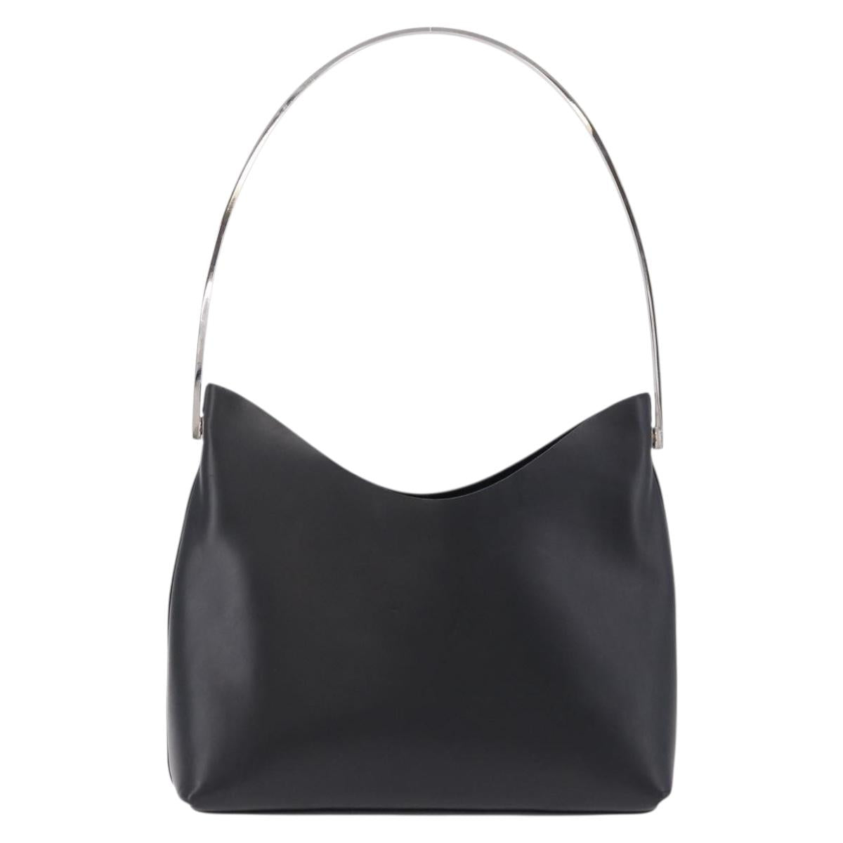 GUCCI Shoulder Bag Leather Black Silver 001 1978 3444 Auth 194226
