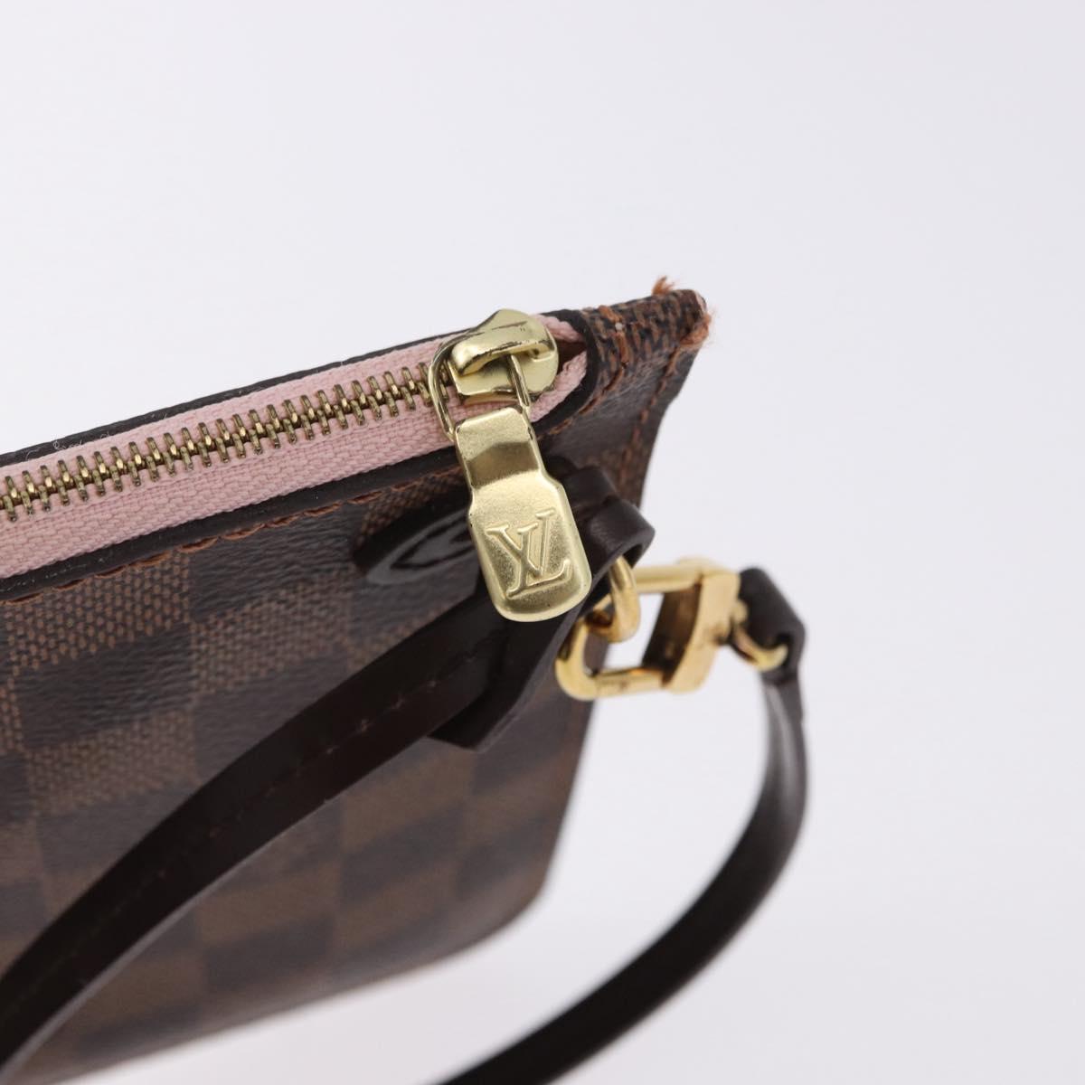 LOUIS VUITTON Damier Ebene Neverfull MM Pouch LV Auth 194228A