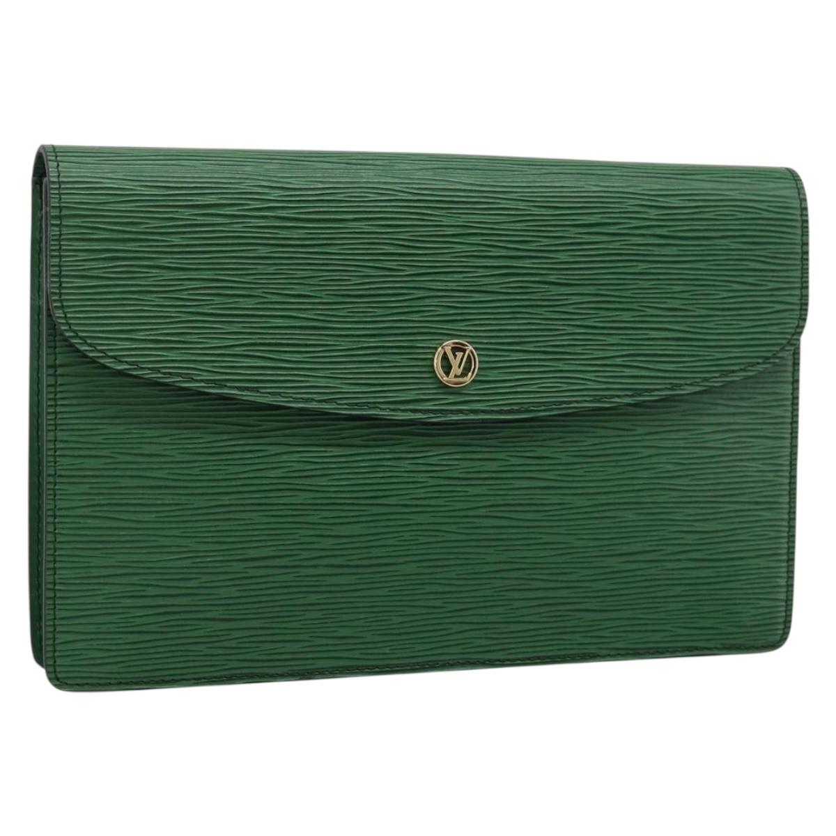 LOUIS VUITTON Epi Montaigne 27 Clutch Bag Green M52654 LV Auth 194230A