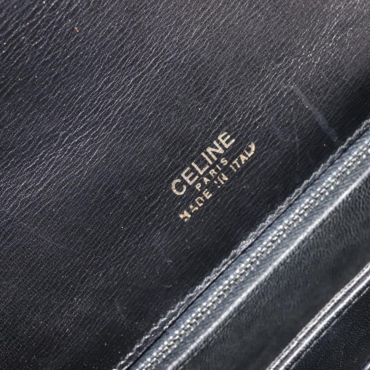 CELINE Shoulder Bag Leather Black Gold Auth 194233