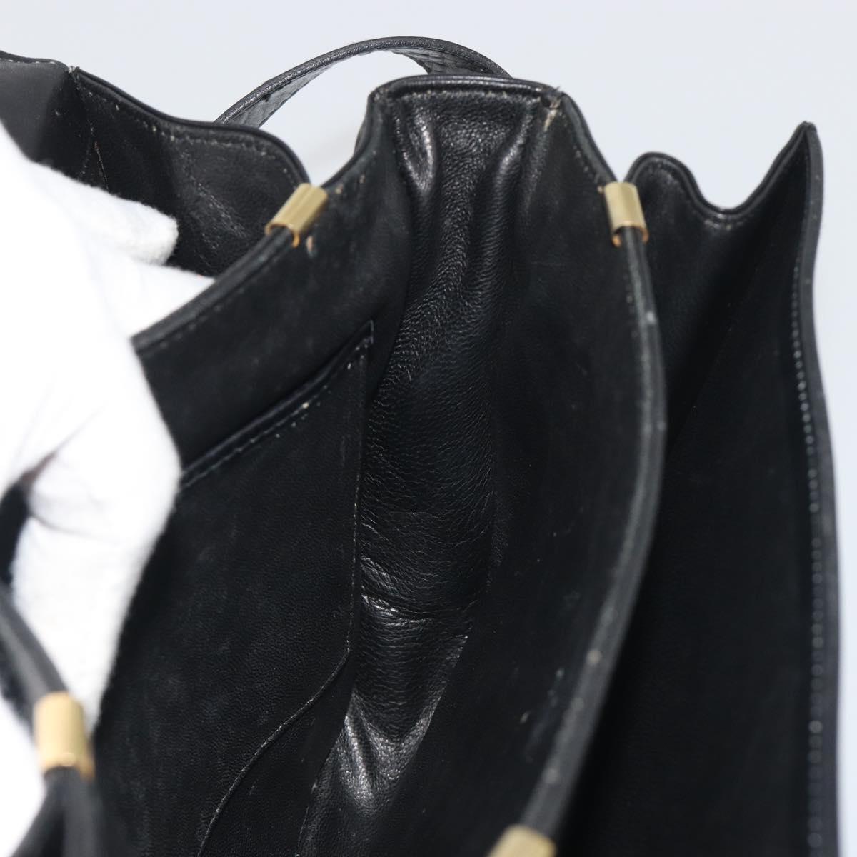 CELINE Shoulder Bag Leather Black Gold Auth 194233