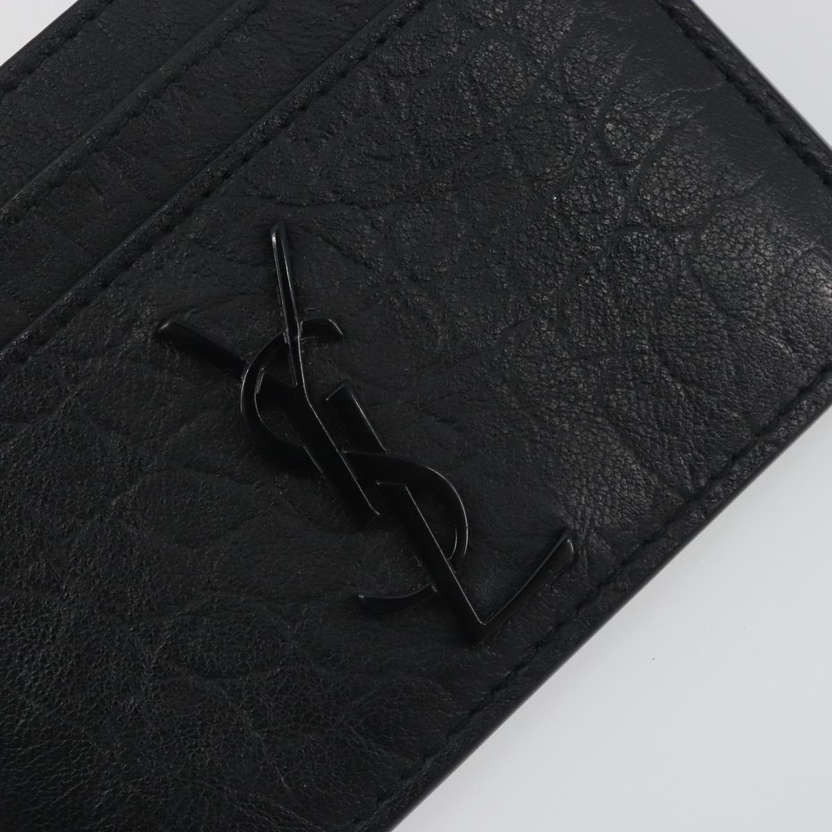 SAINT LAURENT Card Case Leather Black 485631 Auth 194237M