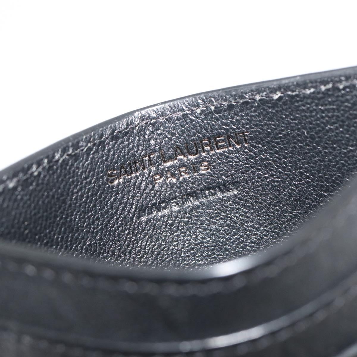 SAINT LAURENT Card Case Leather Black 485631 Auth 194237M