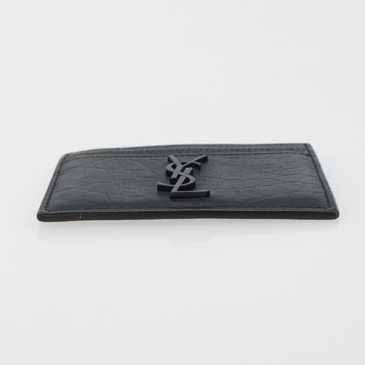 SAINT LAURENT Card Case Leather Black 485631 Auth 194237M