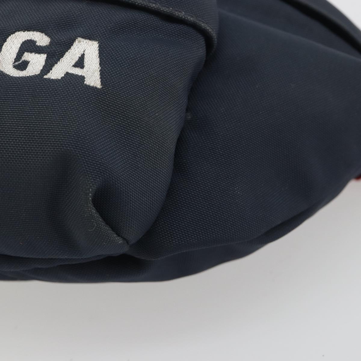 BALENCIAGA Body Bag Canvas Navy Silver Auth 194239