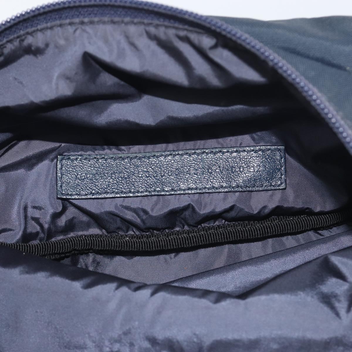 BALENCIAGA Body Bag Canvas Navy Silver Auth 194239