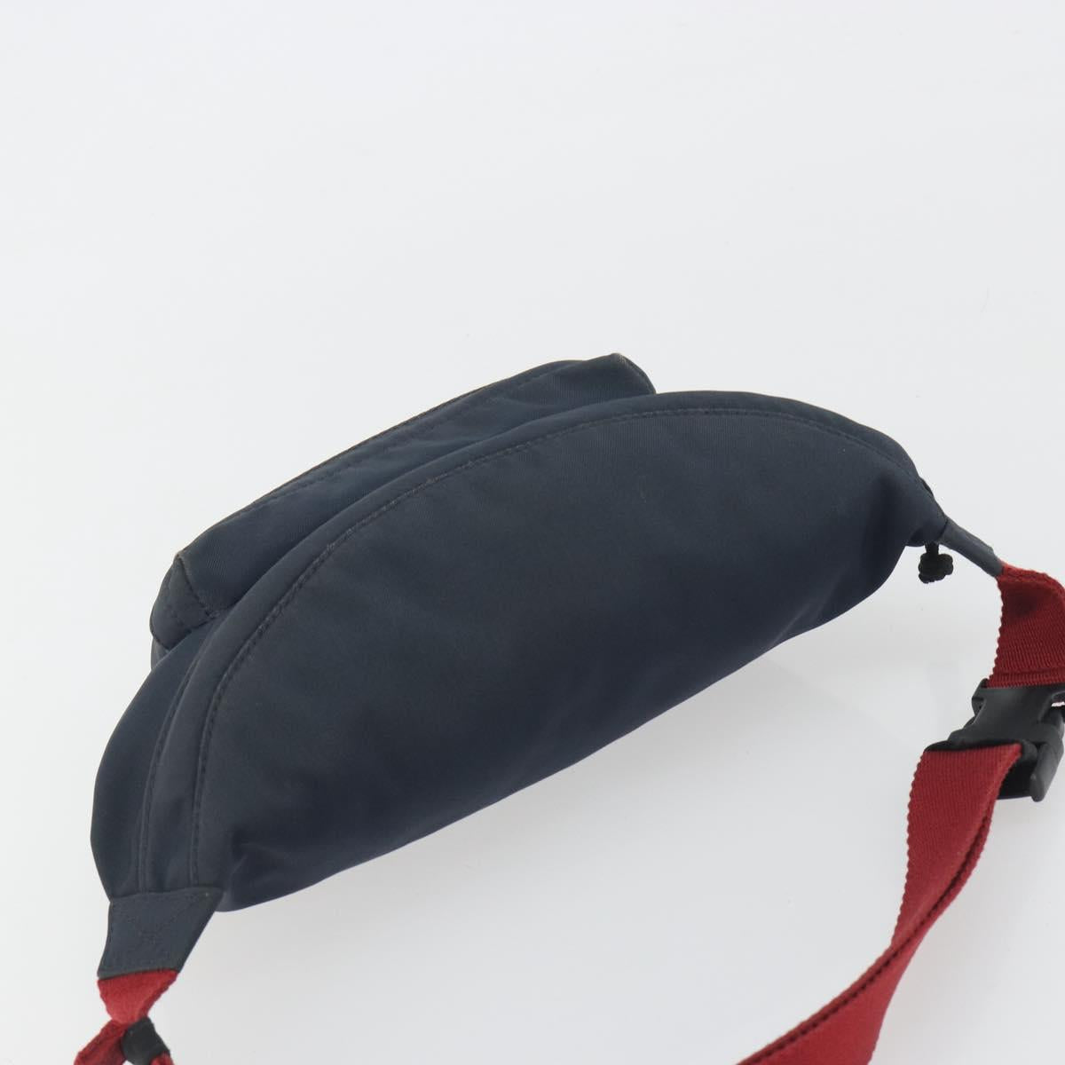 BALENCIAGA Body Bag Canvas Navy Silver Auth 194239