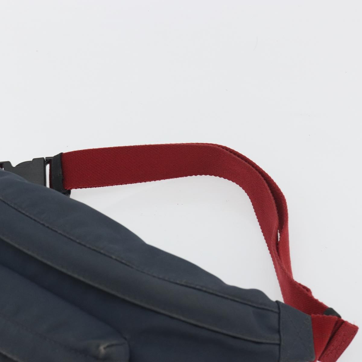 BALENCIAGA Body Bag Canvas Navy Silver Auth 194239