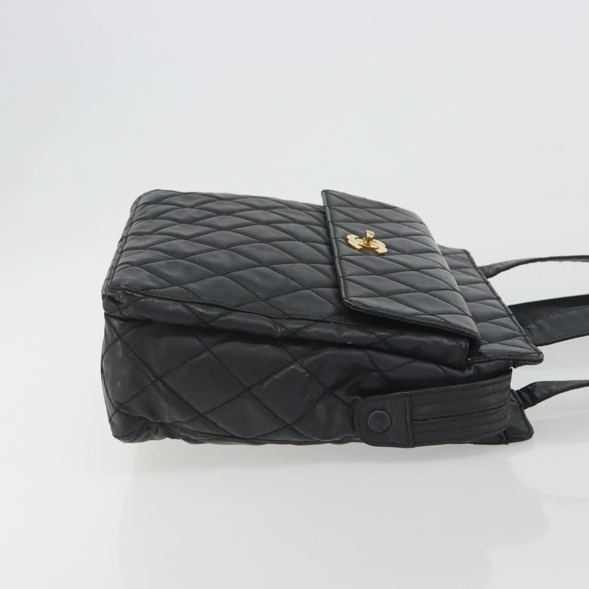 CHANEL Matelasse Tote Bag Patent Leather Black Gold CC Auth 194245