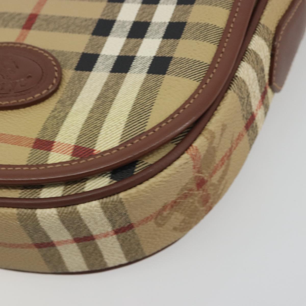 Burberrys Nova Check Shoulder Bag PVC Beige Gold Auth 194246