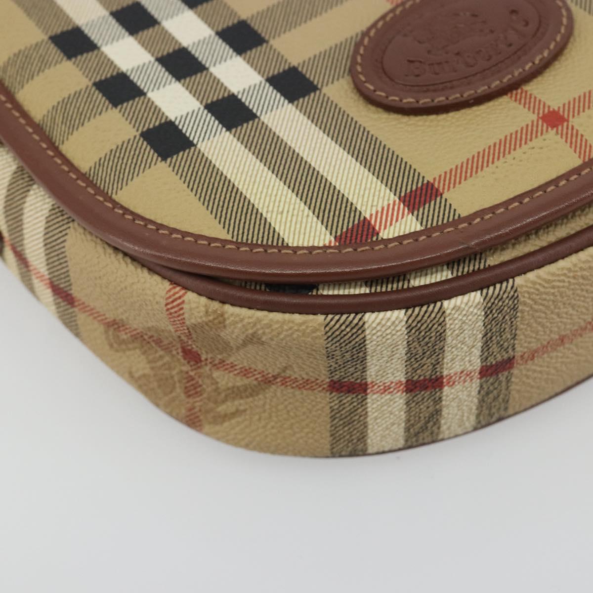Burberrys Nova Check Shoulder Bag PVC Beige Gold Auth 194246