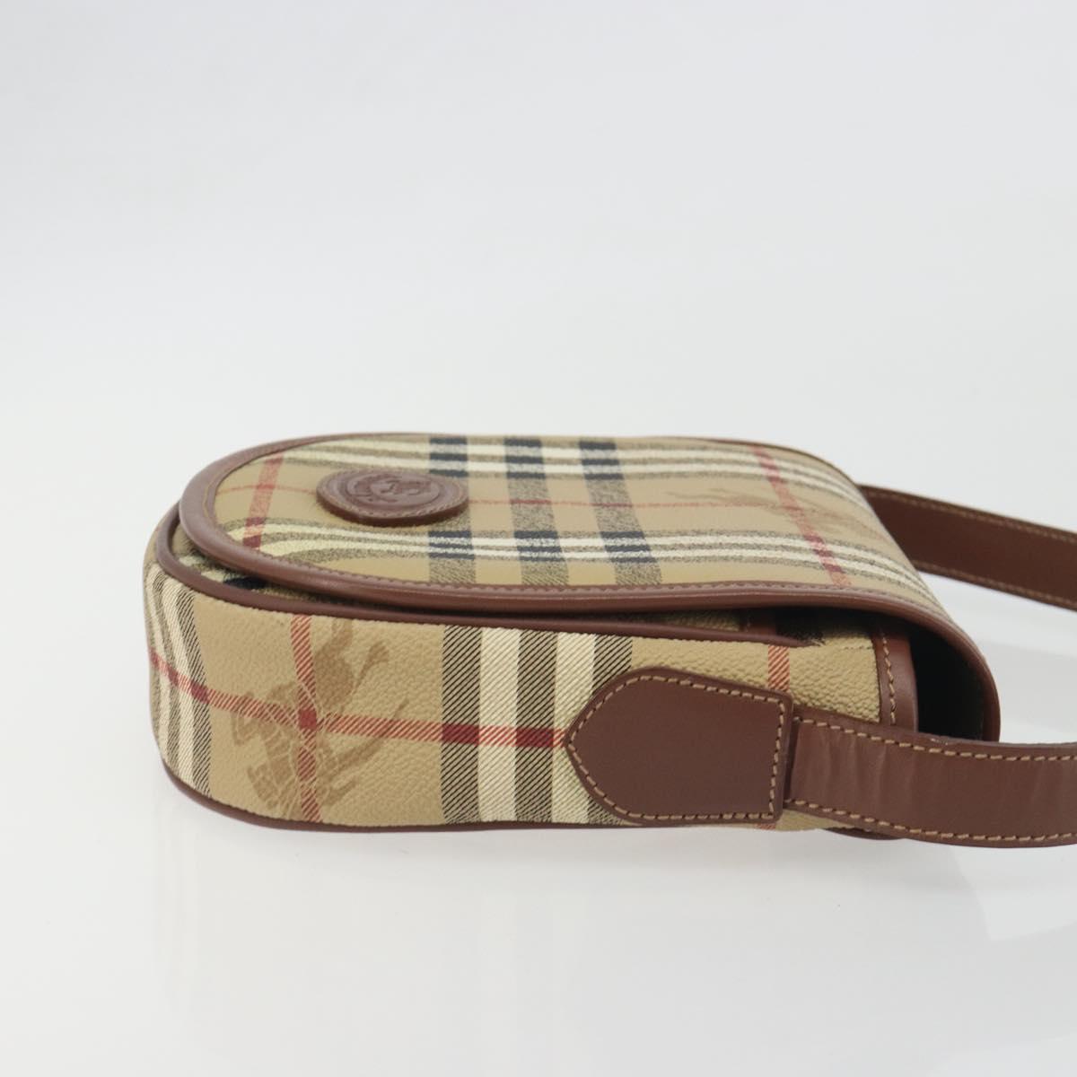 Burberrys Nova Check Shoulder Bag PVC Beige Gold Auth 194246