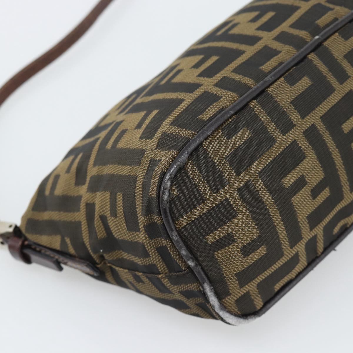 FENDI Zucca Canvas Hand Bag Brown Black Auth 194247