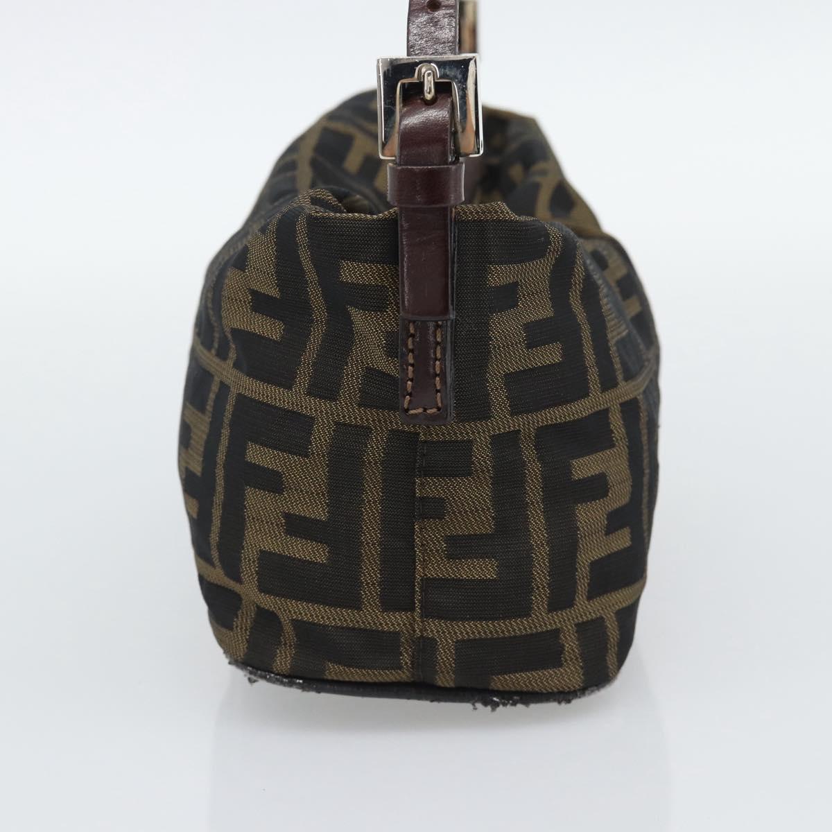 FENDI Zucca Canvas Hand Bag Brown Black Auth 194247