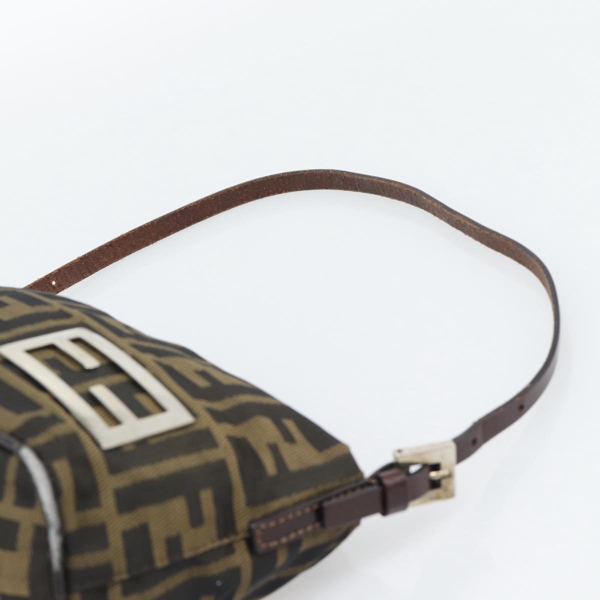 FENDI Zucca Canvas Hand Bag Brown Black Auth 194247