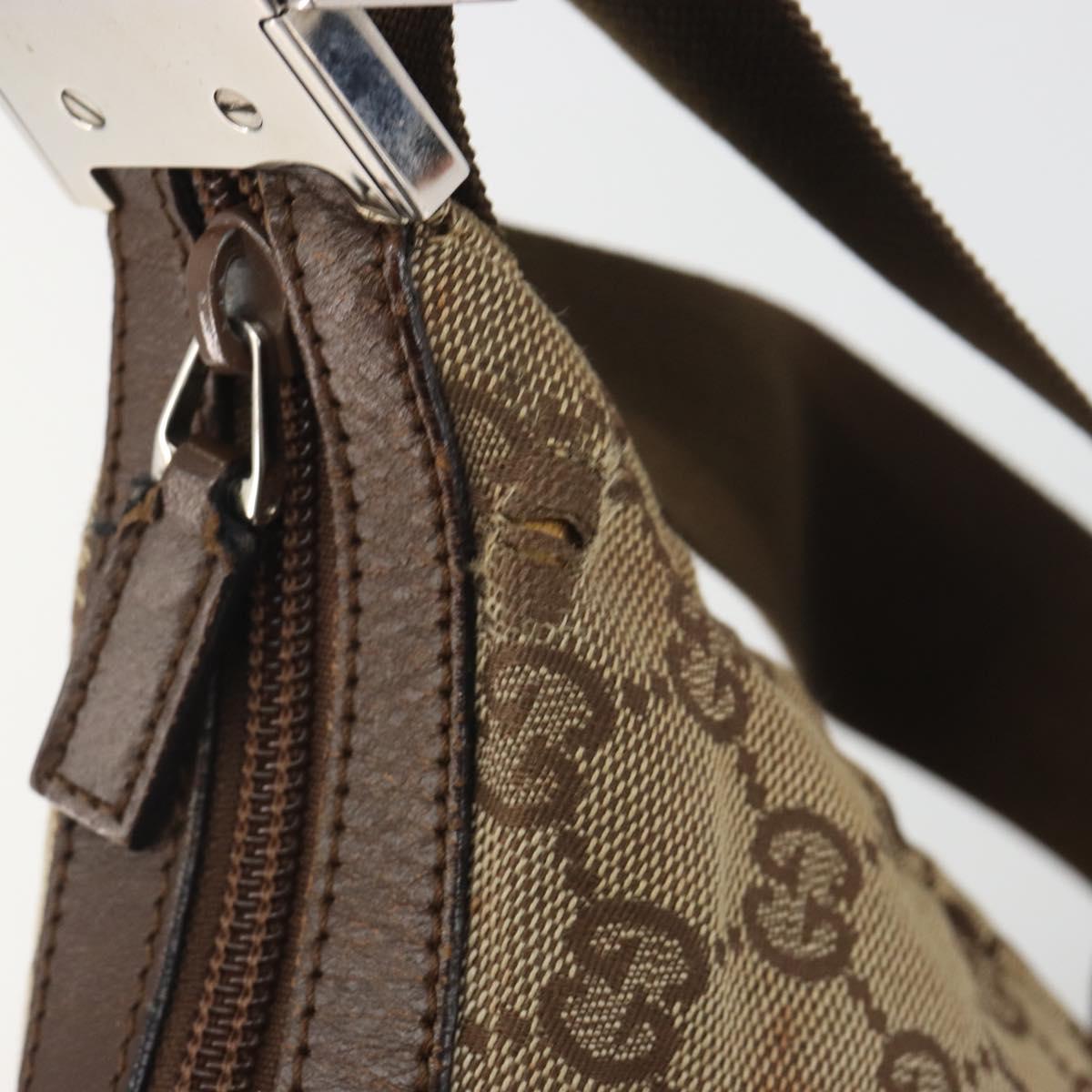 GUCCI GG Canvas Shoulder Bag Beige Silver 35098 Auth 194248