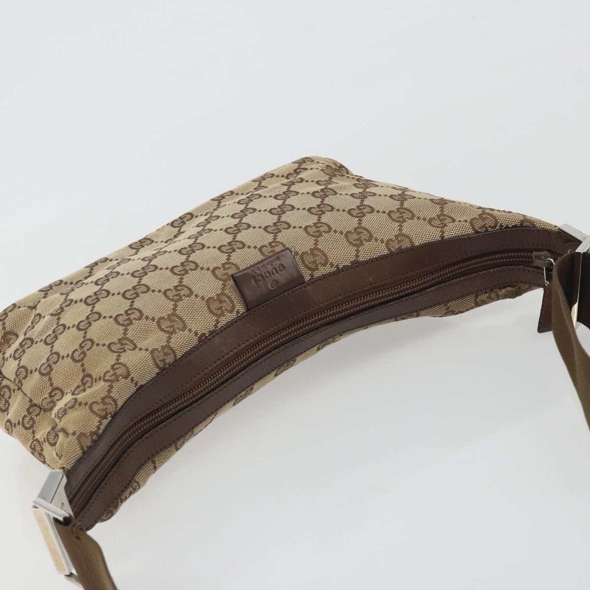 GUCCI GG Canvas Shoulder Bag Beige Silver 35098 Auth 194248