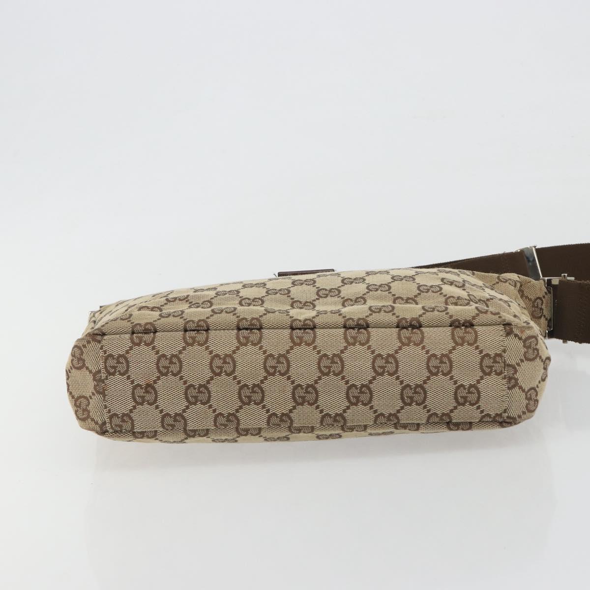 GUCCI GG Canvas Shoulder Bag Beige Silver 35098 Auth 194248