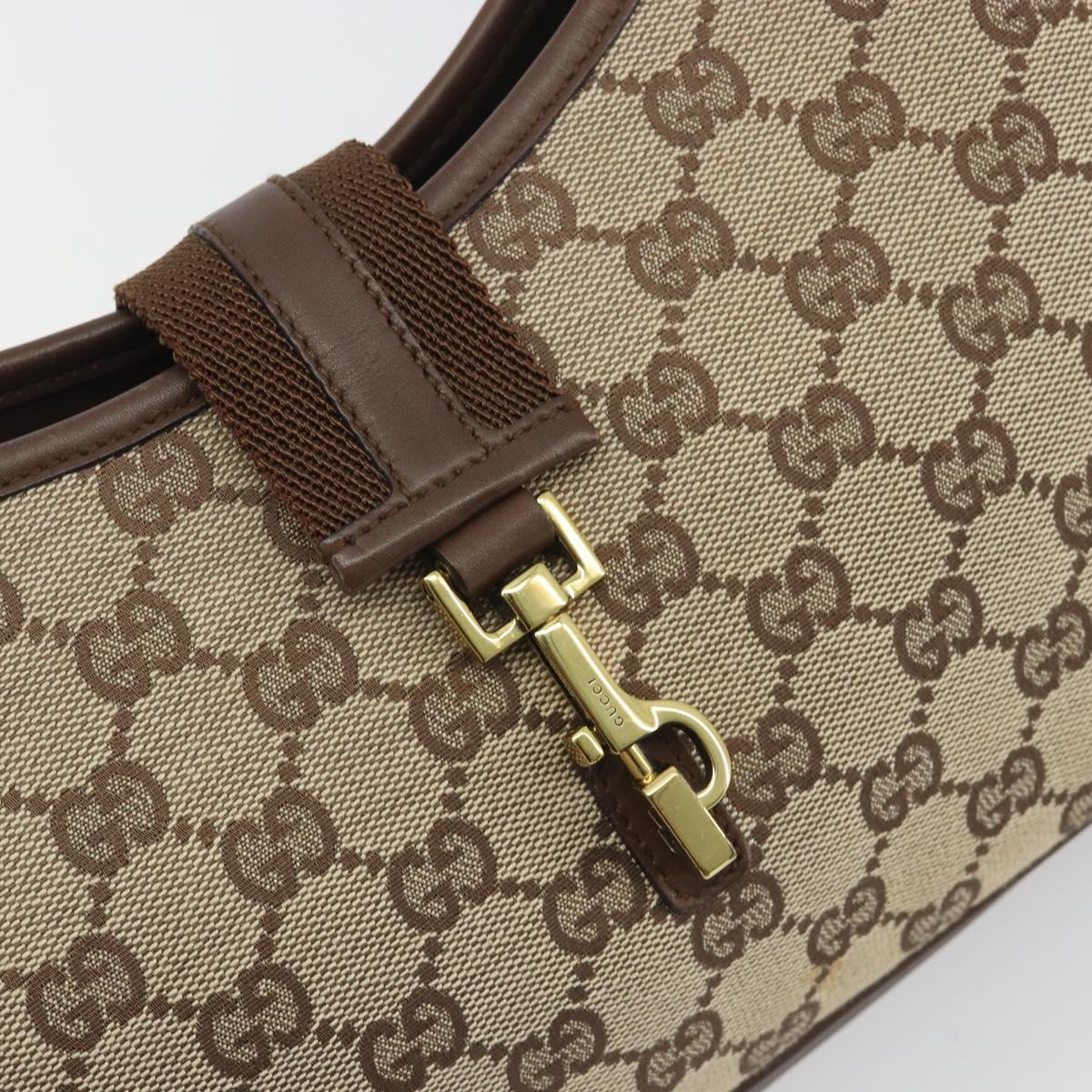 GUCCI GG Canvas Shoulder Bag Beige Gold 92736 Auth 194249V