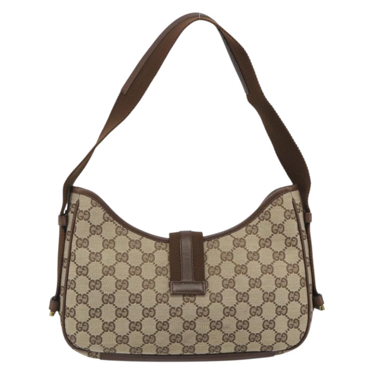 GUCCI GG Canvas Shoulder Bag Beige Gold 92736 Auth 194249V
