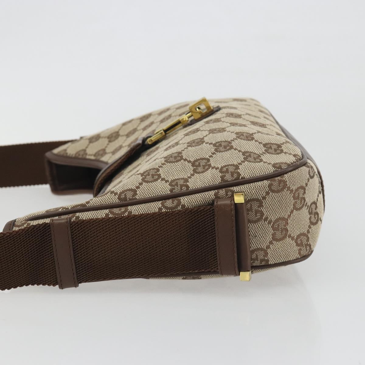 GUCCI GG Canvas Shoulder Bag Beige Gold 92736 Auth 194249V