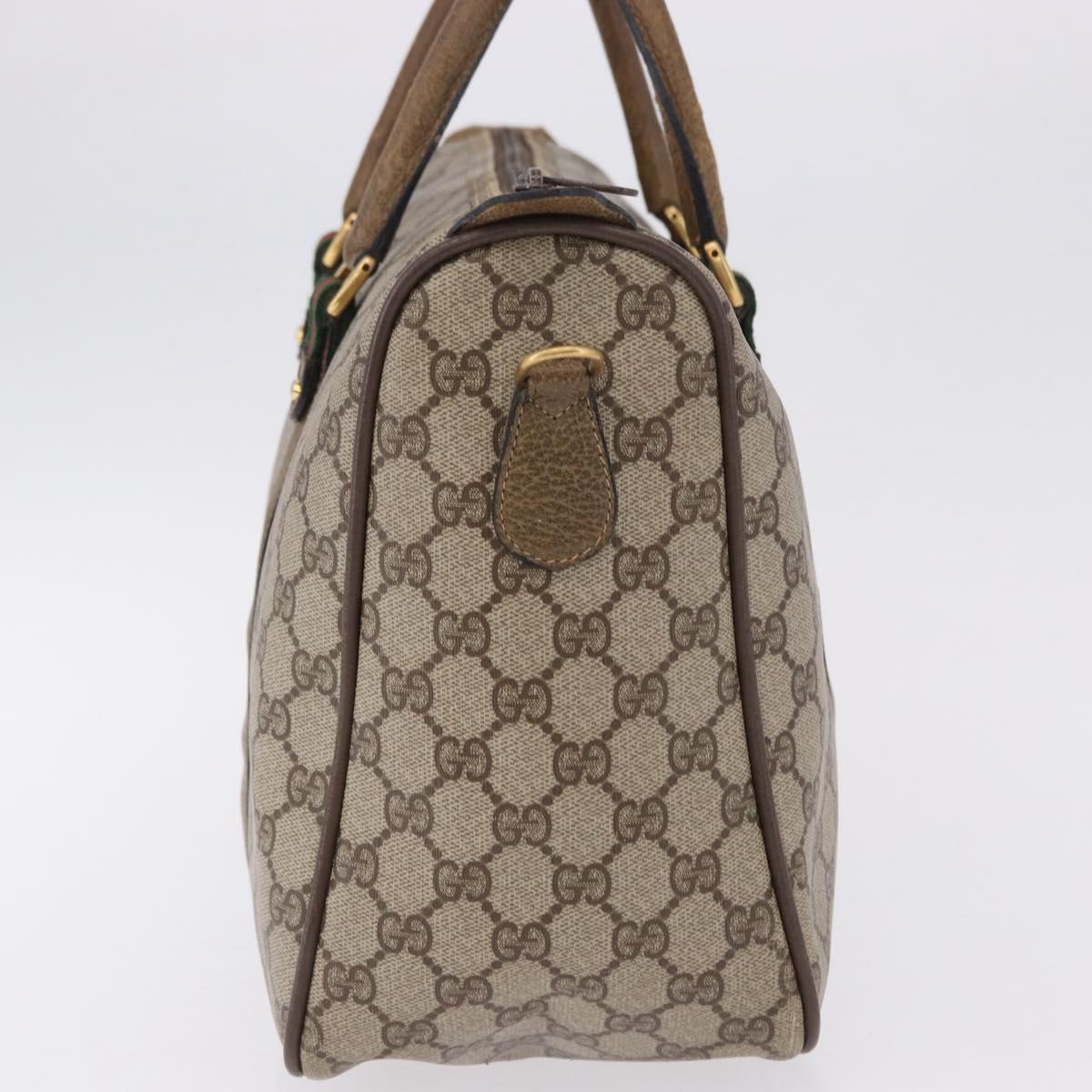 GUCCI GG Supreme Web Sherry Line Hand Bag PVC Beige Gold 39 02 041 Auth 194253