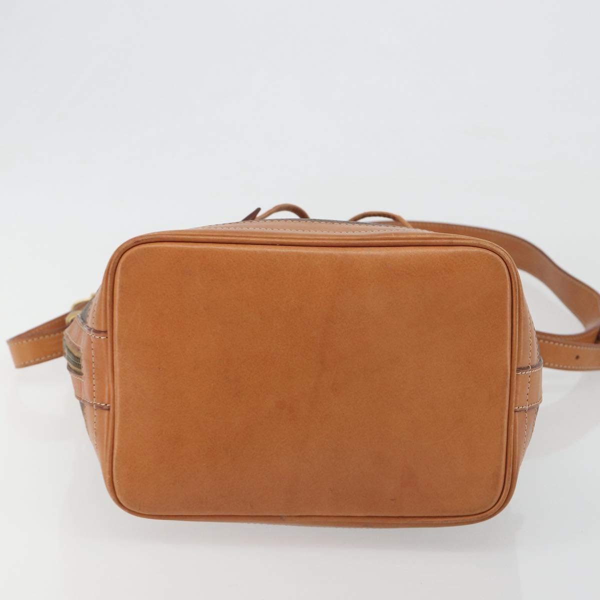 CELINE Macadam Canvas Shoulder Bag PVC Leather Brown Gold Auth 194254A