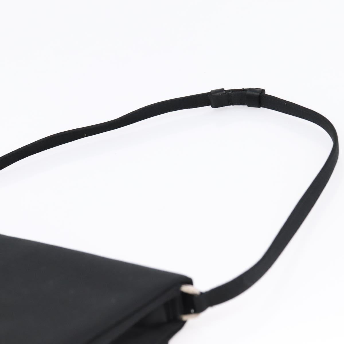 PRADA Hand Bag Satin Black Silver Auth 194255A