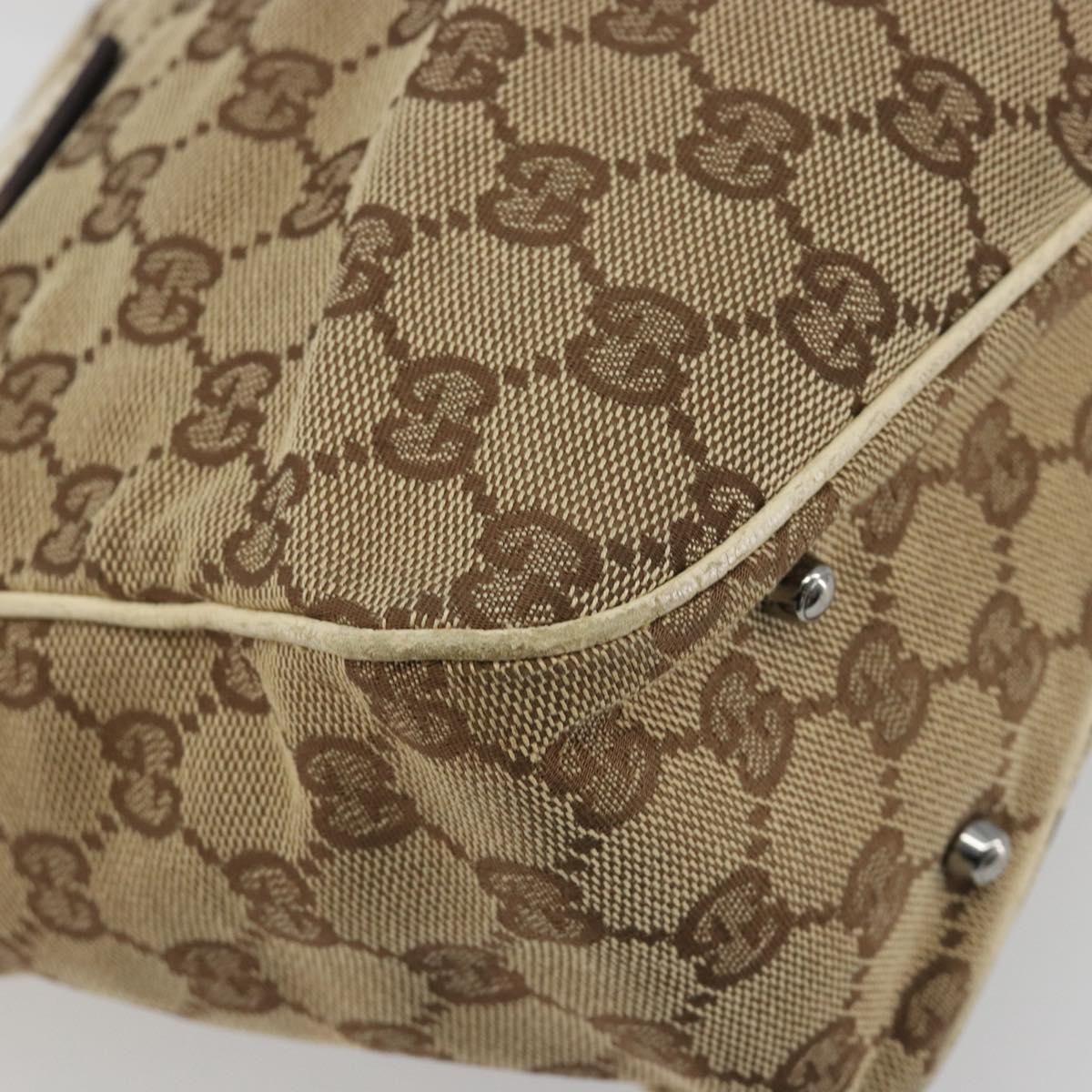 GUCCI GG Canvas Hand Bag Beige Silver 113019 Auth 194256