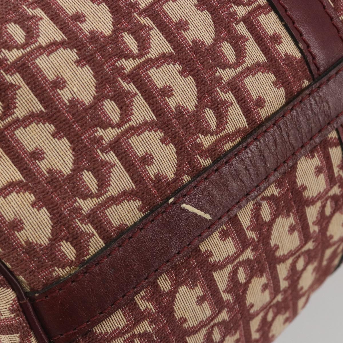 Christian Dior Trotter Canvas Boston Bag Red Gold Auth 194262