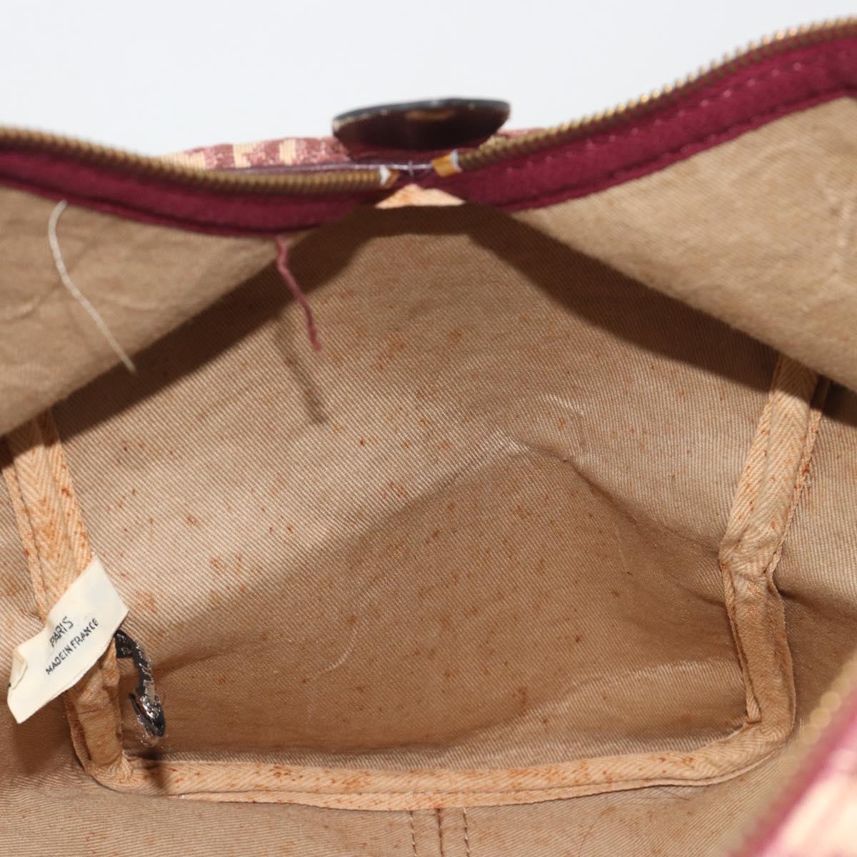 Christian Dior Trotter Canvas Boston Bag Red Gold Auth 194262