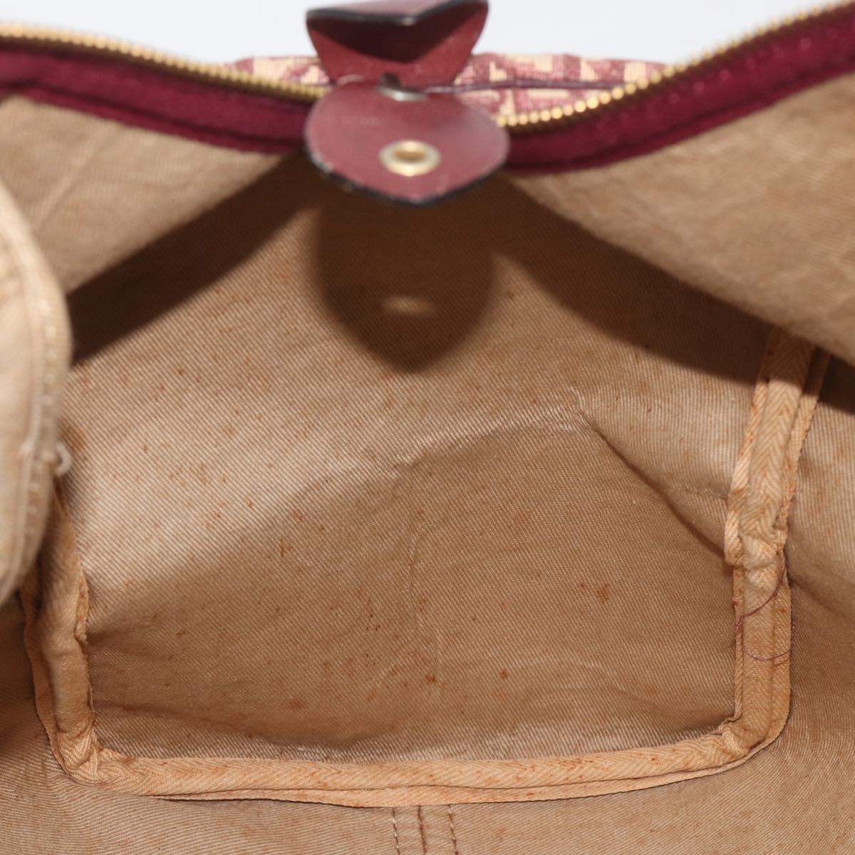 Christian Dior Trotter Canvas Boston Bag Red Gold Auth 194262