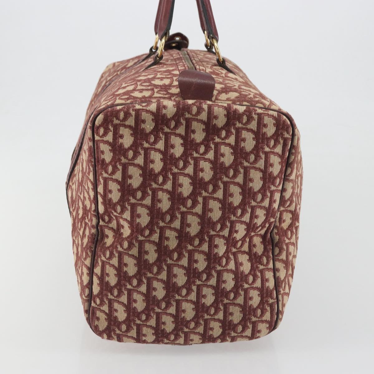 Christian Dior Trotter Canvas Boston Bag Red Gold Auth 194262
