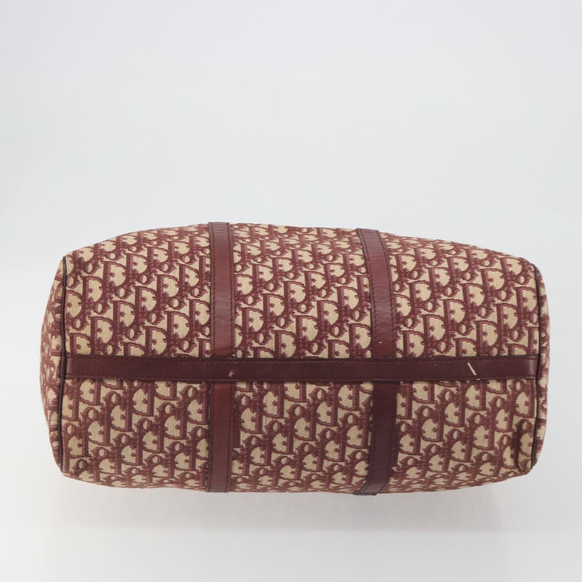 Christian Dior Trotter Canvas Boston Bag Red Gold Auth 194262