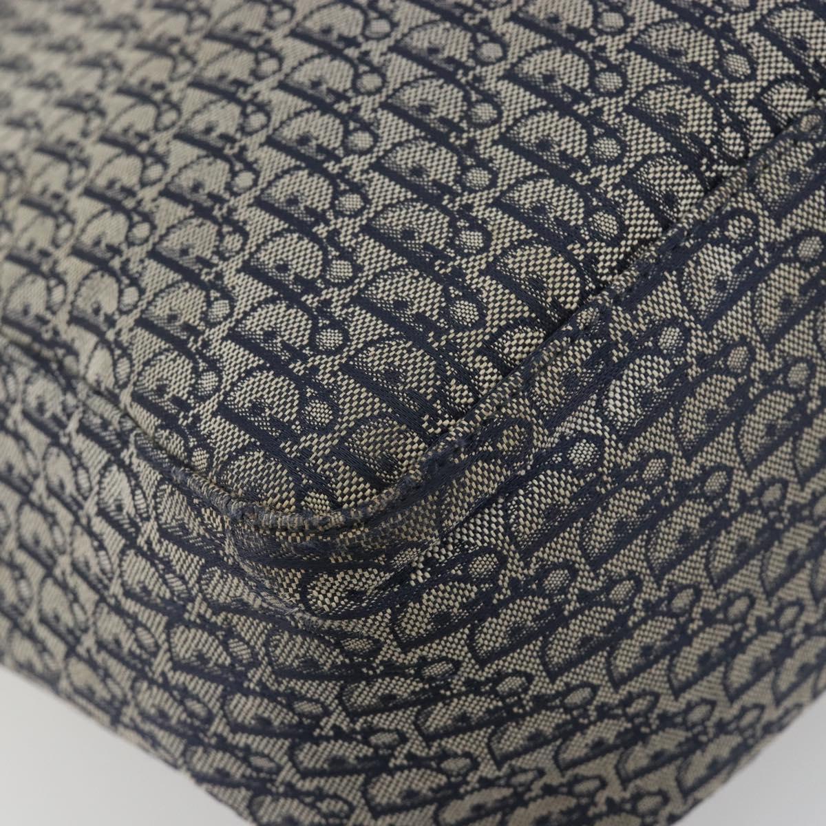 Christian Dior Trotter Canvas Tote Bag Navy Silver Auth 194263