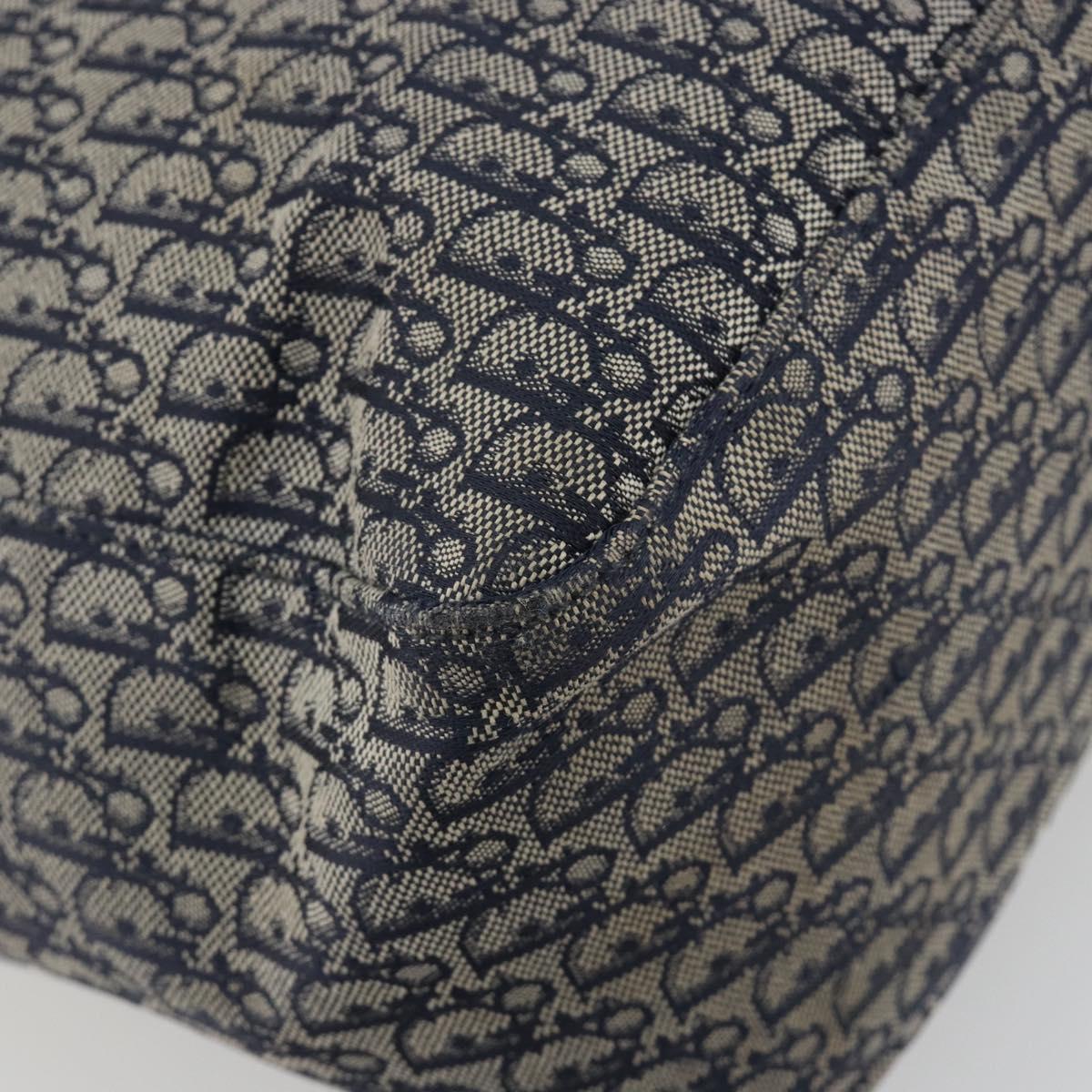 Christian Dior Trotter Canvas Tote Bag Navy Silver Auth 194263