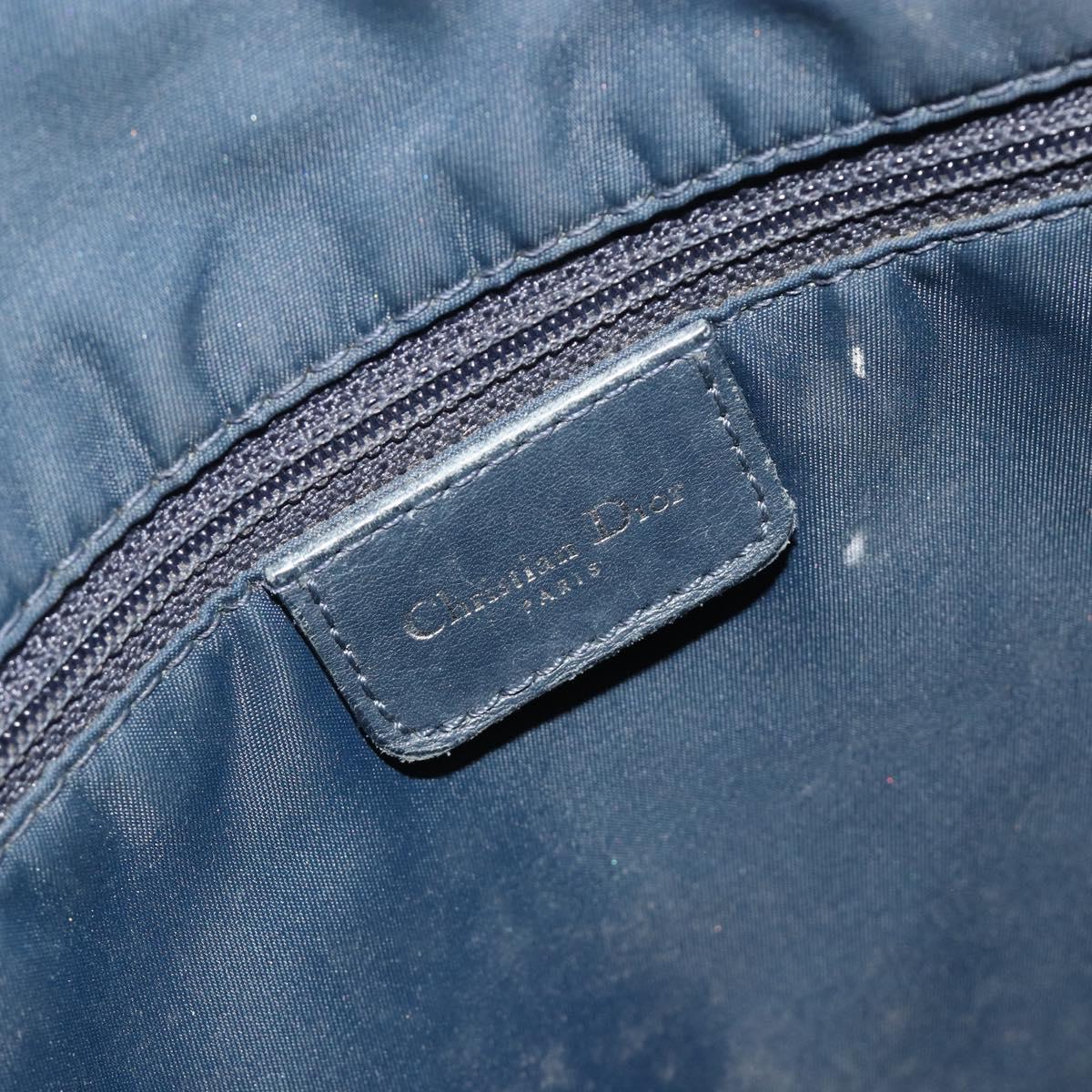 Christian Dior Trotter Canvas Tote Bag Navy Silver Auth 194263