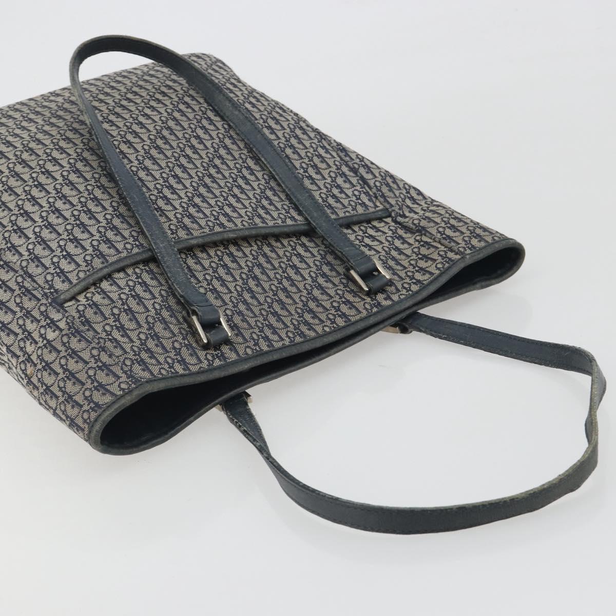 Christian Dior Trotter Canvas Tote Bag Navy Silver Auth 194263
