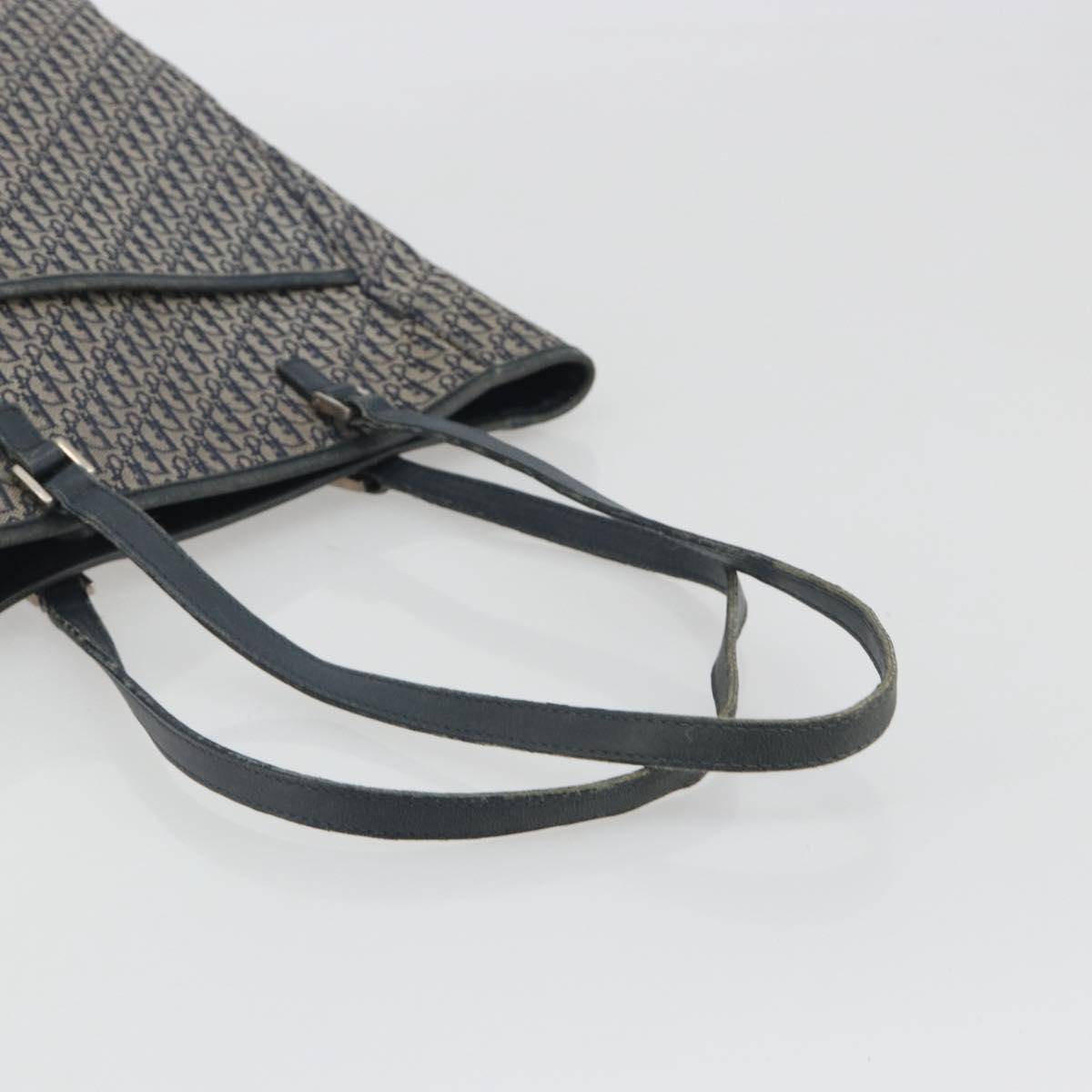 Christian Dior Trotter Canvas Tote Bag Navy Silver Auth 194263