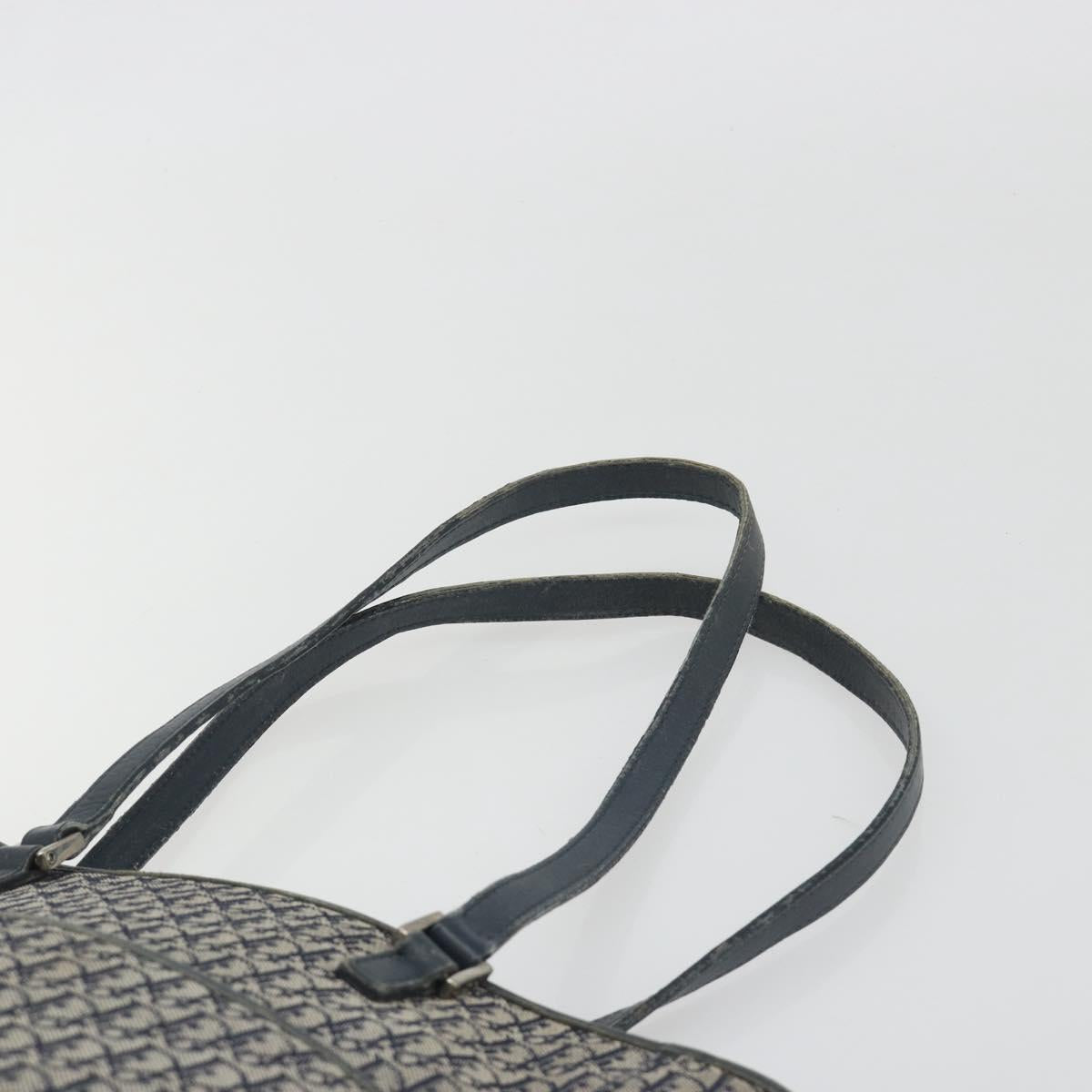 Christian Dior Trotter Canvas Tote Bag Navy Silver Auth 194263