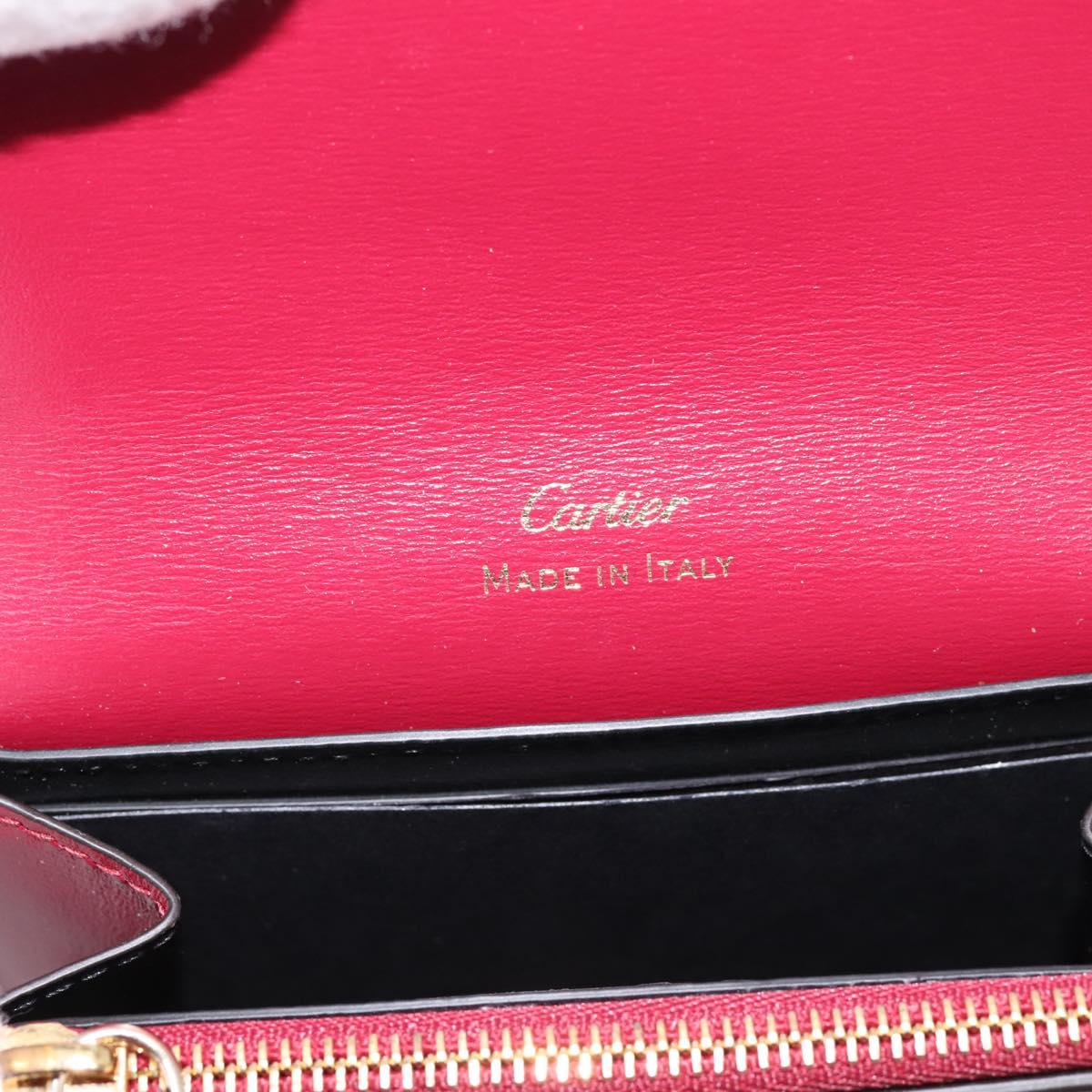 CARTIER PANTHERE Coin Purse Leather Bordeaux Gold Tone Auth 194267M