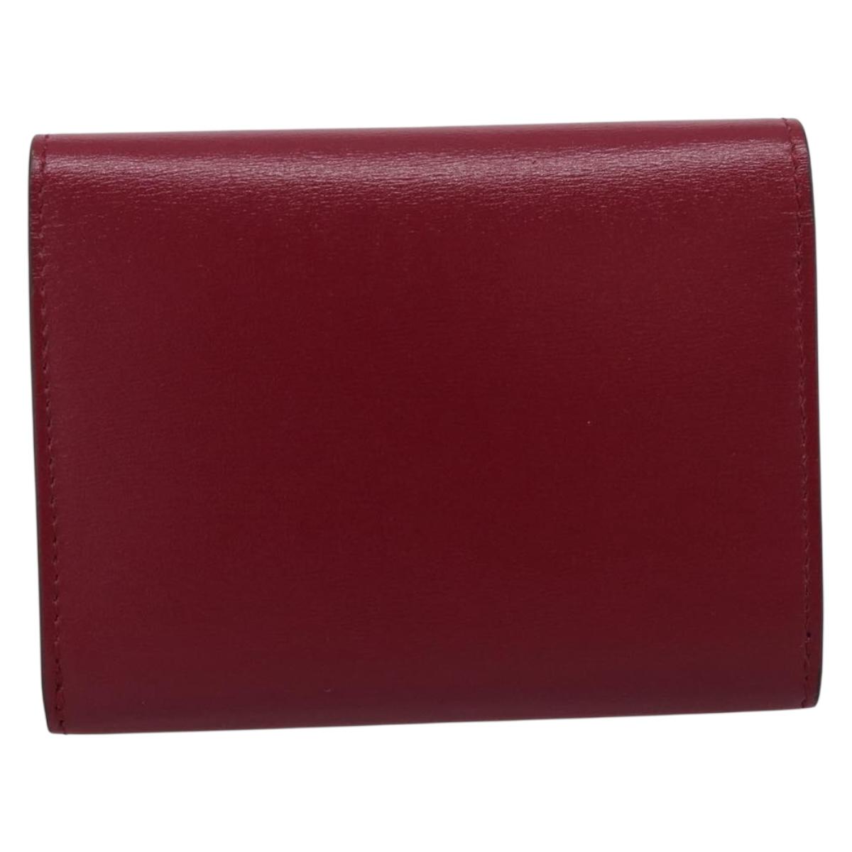 CARTIER PANTHERE Coin Purse Leather Bordeaux Gold Tone Auth 194267M