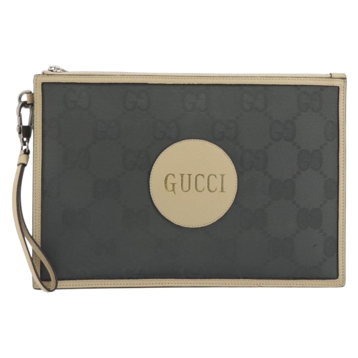 GUCCI GG Emboss Clutch Bag Canvas Gray Silver 625598 525040 Auth 194270A