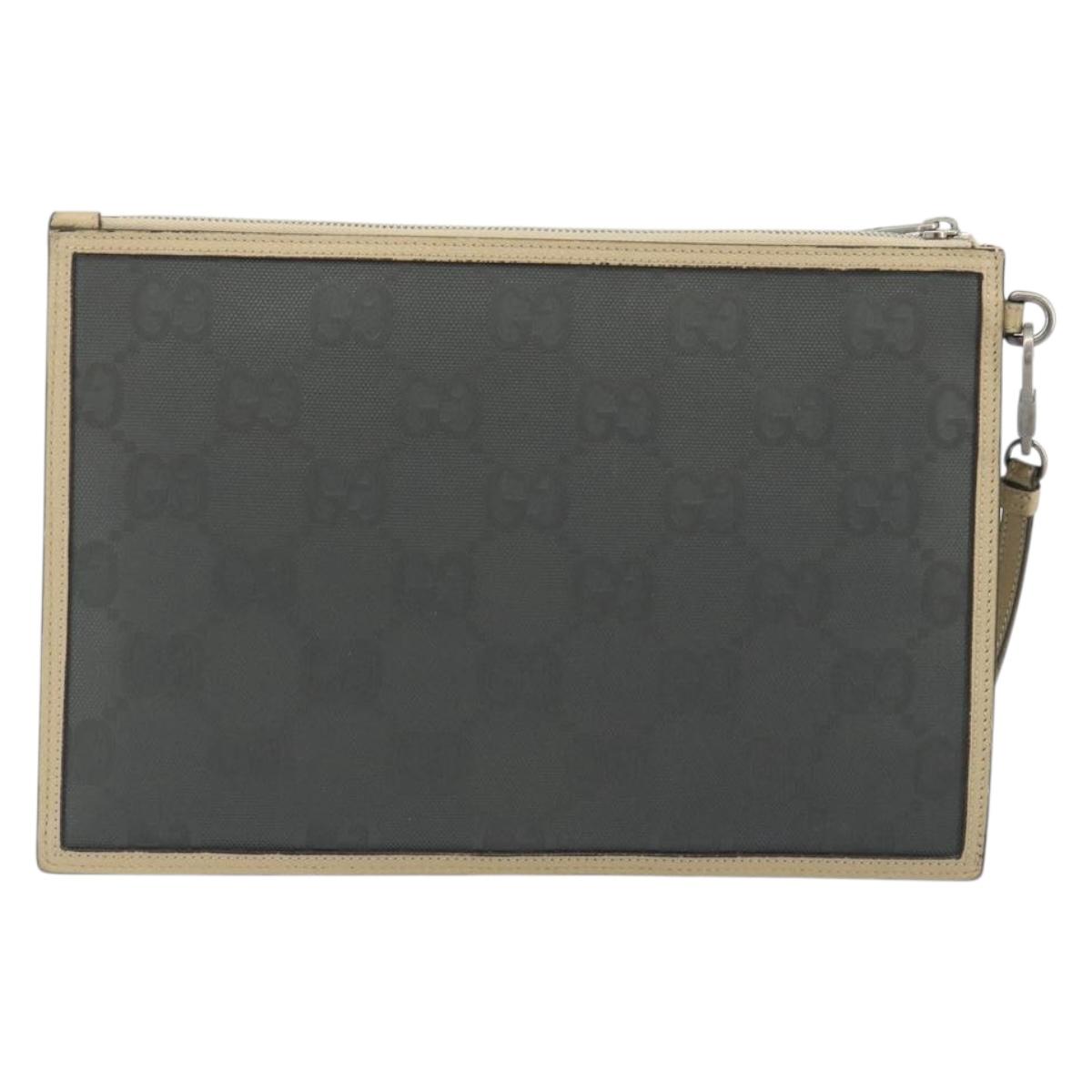 GUCCI GG Emboss Clutch Bag Canvas Gray Silver 625598 525040 Auth 194270A