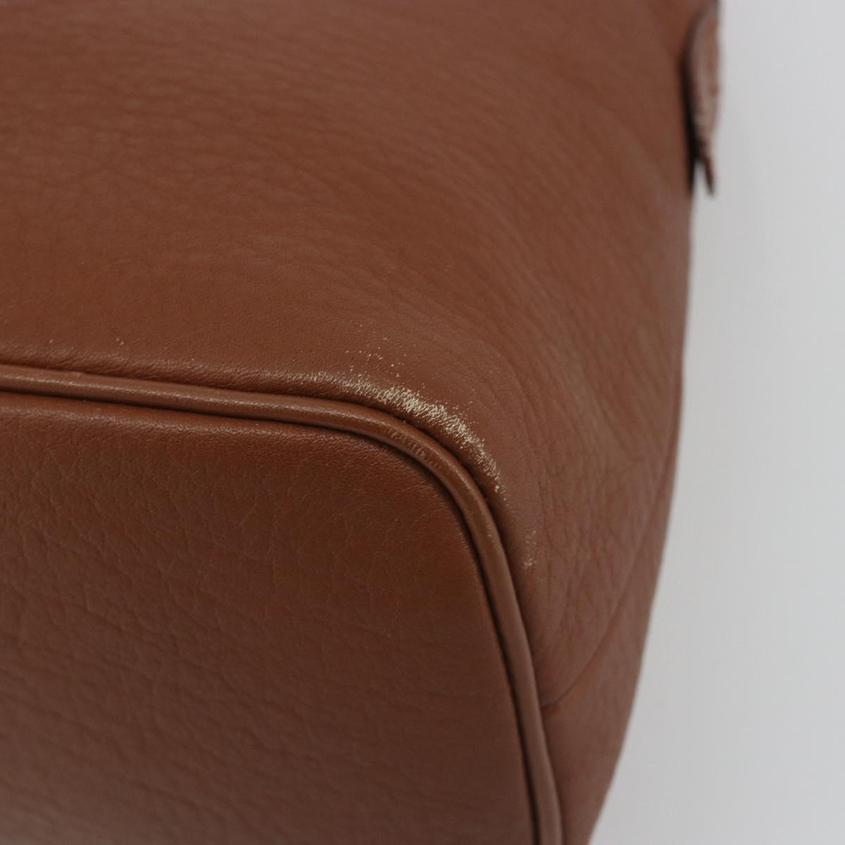 Burberrys Hand Bag Leather Brown Gold Auth 194278