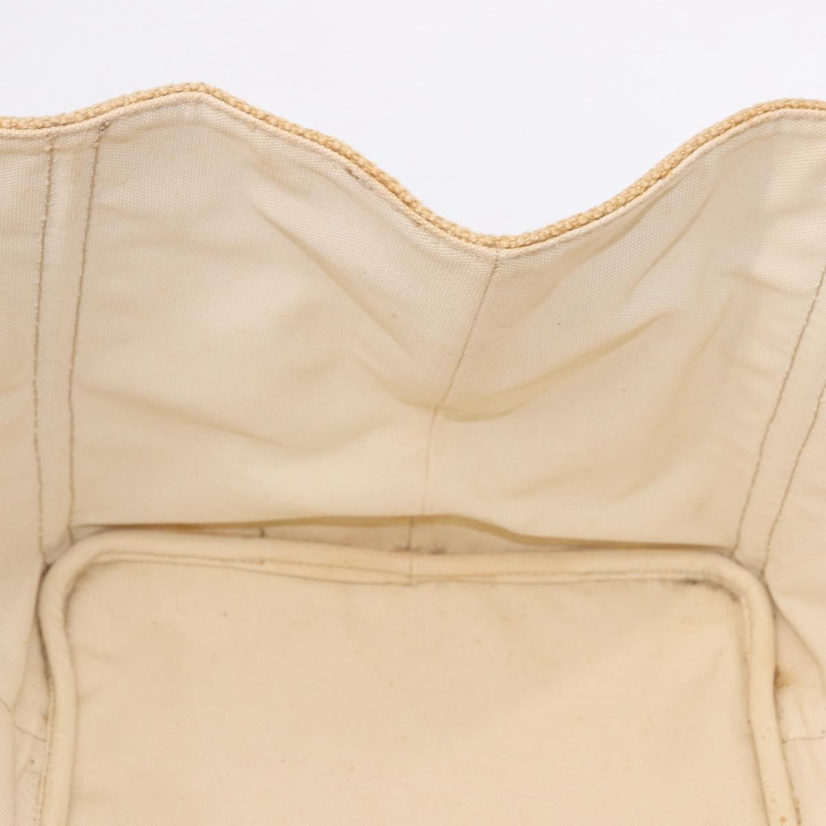 PRADA Canapa GM Tote Bag Straw Beige Gold Auth 194284